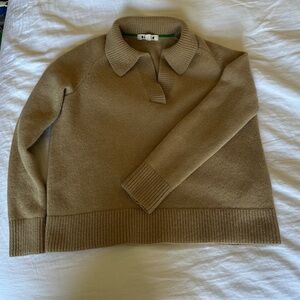 Boden 100% Wool V-Neck Collared Sweater
